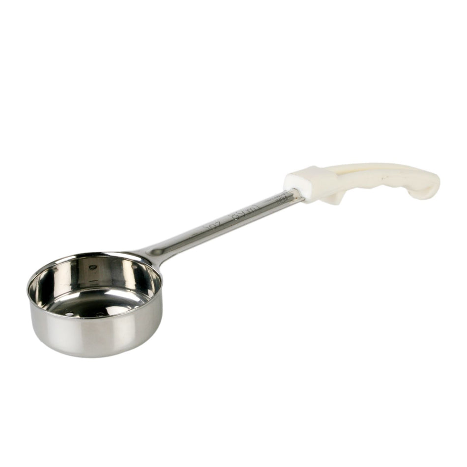 3 oz, 12-5/8" x 2-7/8" x 1-5/8", Perforated Portion Controller, Ivory Color, Stainless Steel Body (1mm Thickness) with Polypropylene Handle, Color Coded, Dishwasher Safe, Each Grip Surface, One-Piece Construction