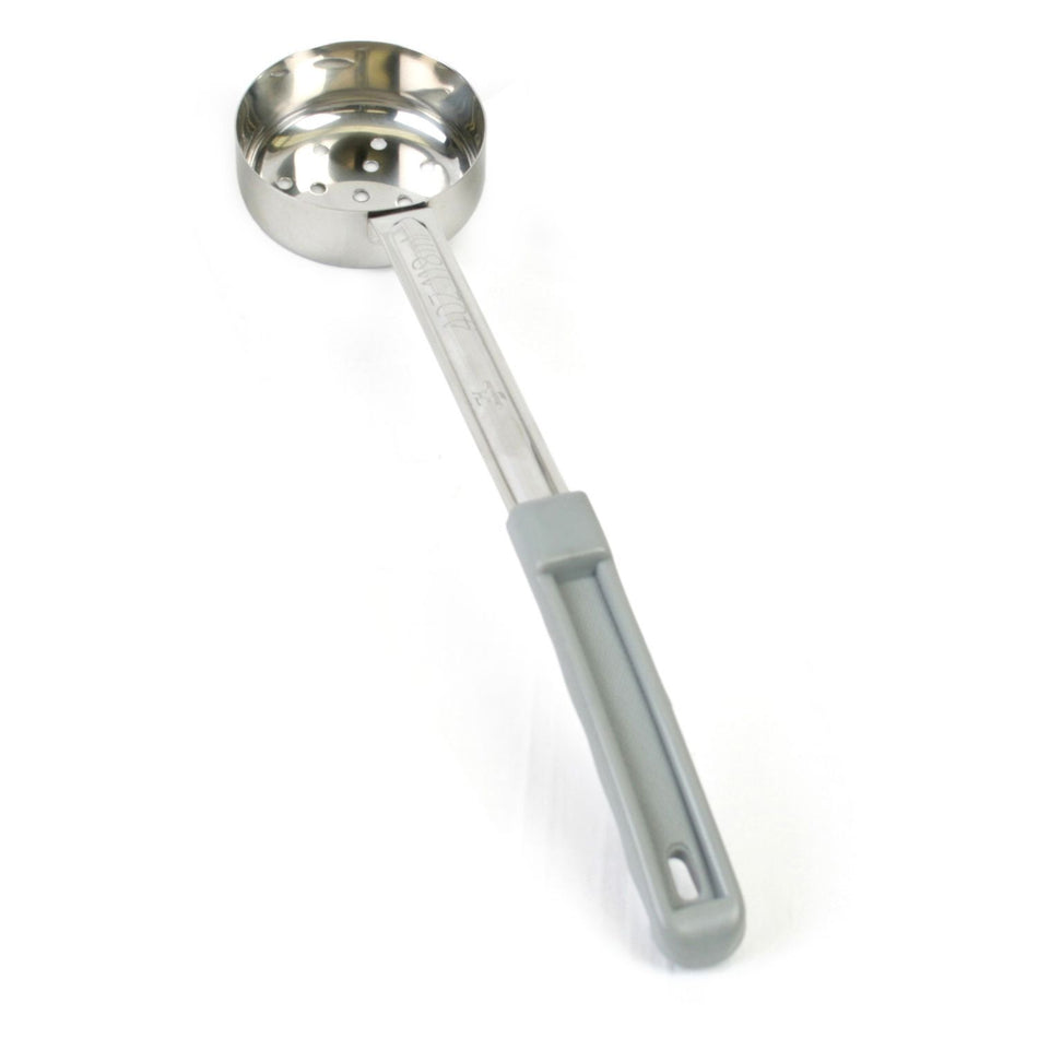4 oz, 13-7/8" x 3-1/4" x 1-1/2", Perforated Portion Controller, Gray Color, Stainless Steel Body (1mm Thickness) with Polypropylene Handle, Color Coded, Dishwasher Safe, Each Grip Surface, Two-Piece Construction