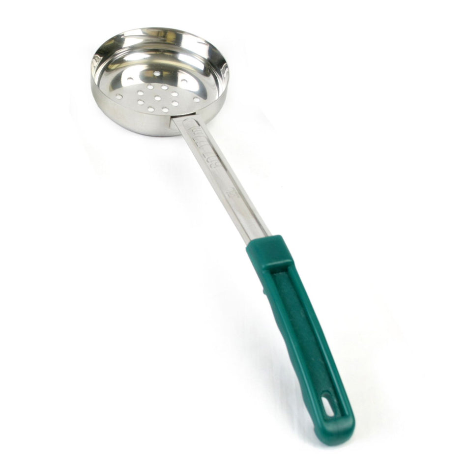 6 oz, 14-1/4" x 4" x 2", Perforated Portion Controller, Green Color, Stainless Steel Body (1mm Thickness) with Polypropylene Handle, Color Coded, Dishwasher Safe, Each Grip Surface, Two-Piece Construction