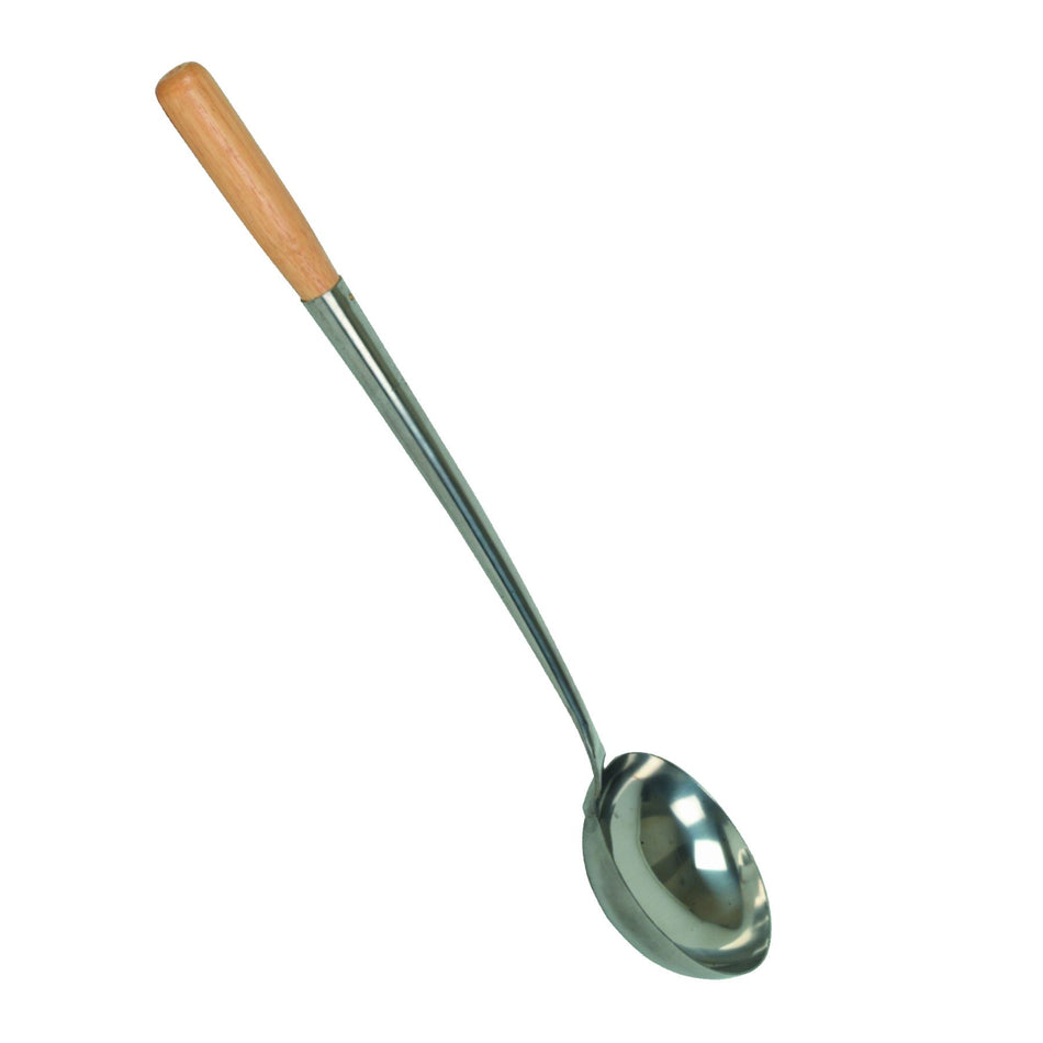 10 oz, 5-1/8" x 4-5/8" x 2", Ladle, Stainless Steel Bowl with Total Length of 15-3/8 Handle (Included 4-3/8" Wooden Grip Tip)