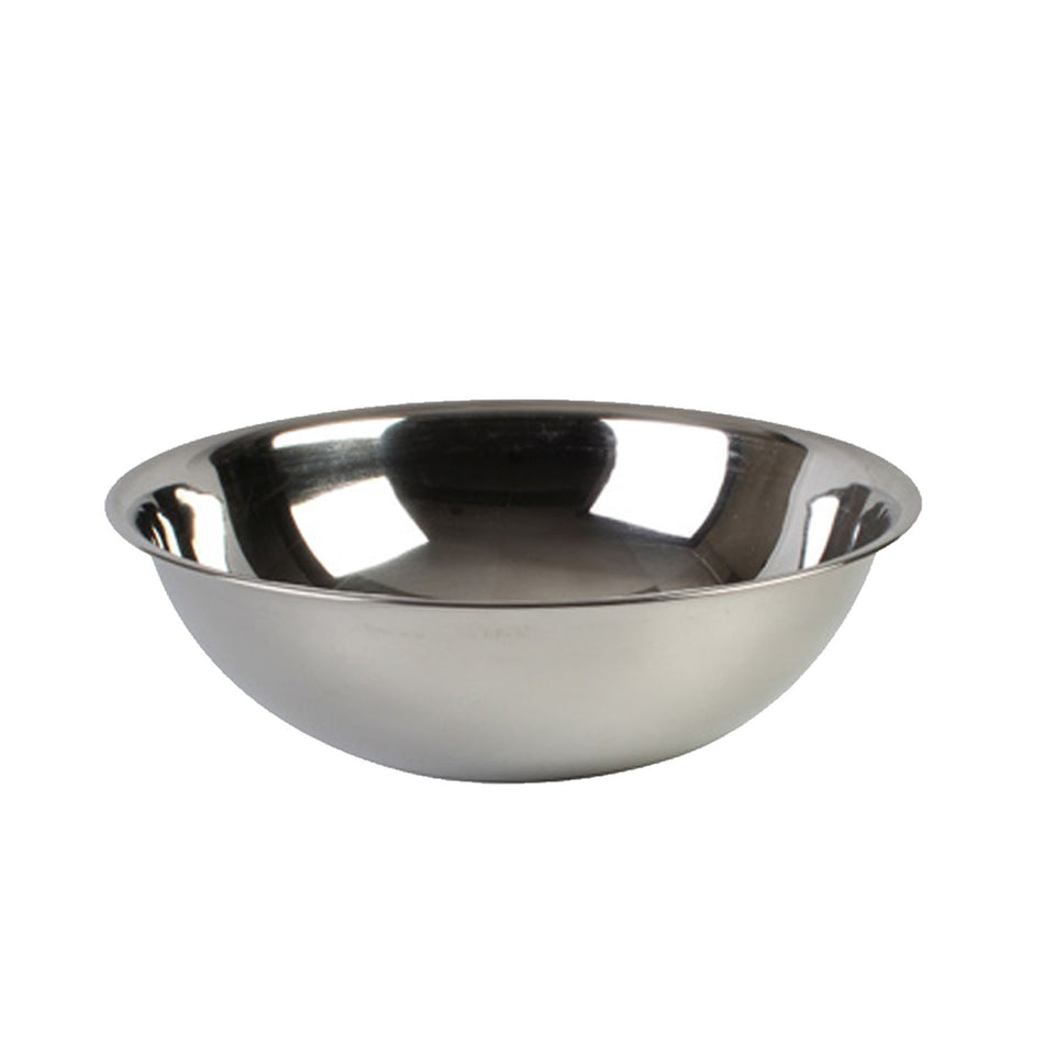 3 qt, 9-1/2" Diameter x 3-1/8" Height, Flat Base Mixing Bowl with curved lip, Stainless Steel, True 22 Gauge, 0.8mm Thickness, Heavy-Duty