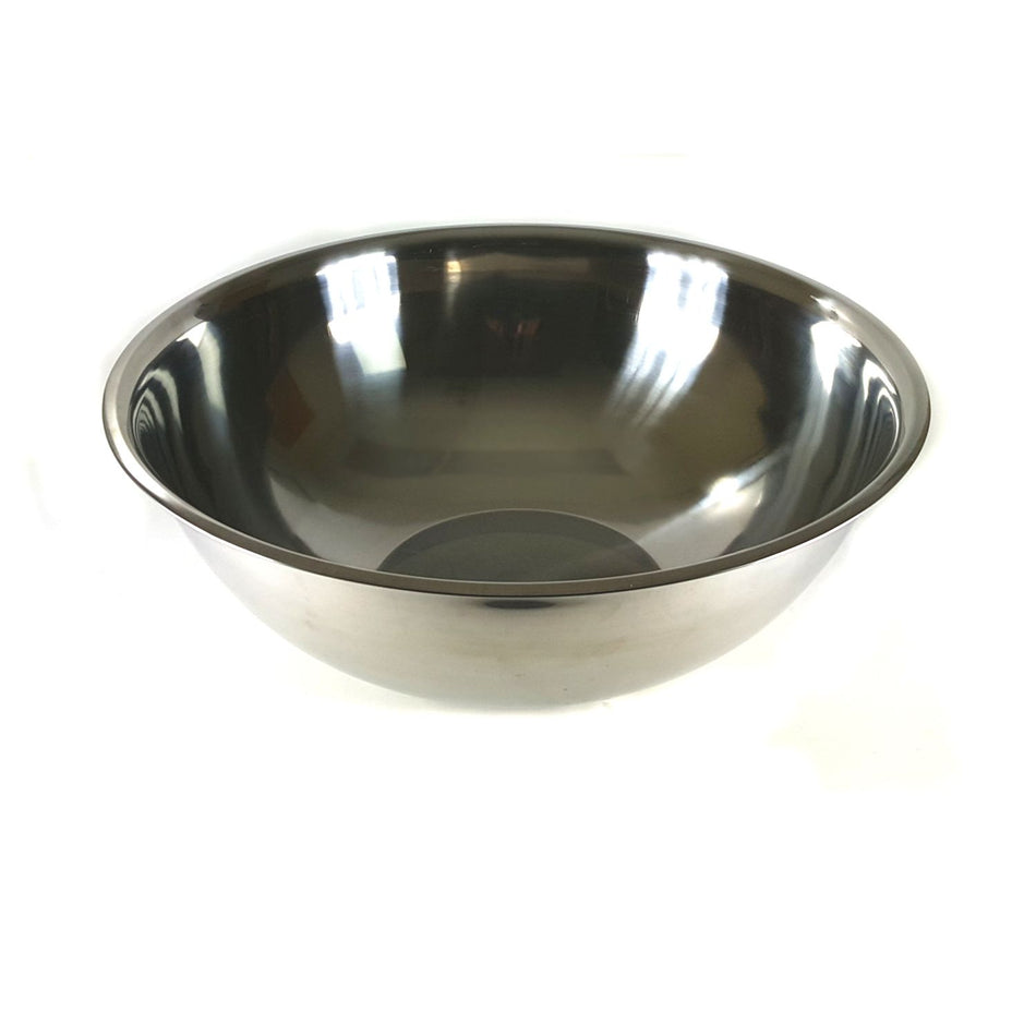 20 qt, 19" Diameter x 5-6/7" Height, Flat Base Mixing Bowl with curved lip, Stainless Steel, True 22 Gauge, 0.8mm Thickness, Heavy-Duty