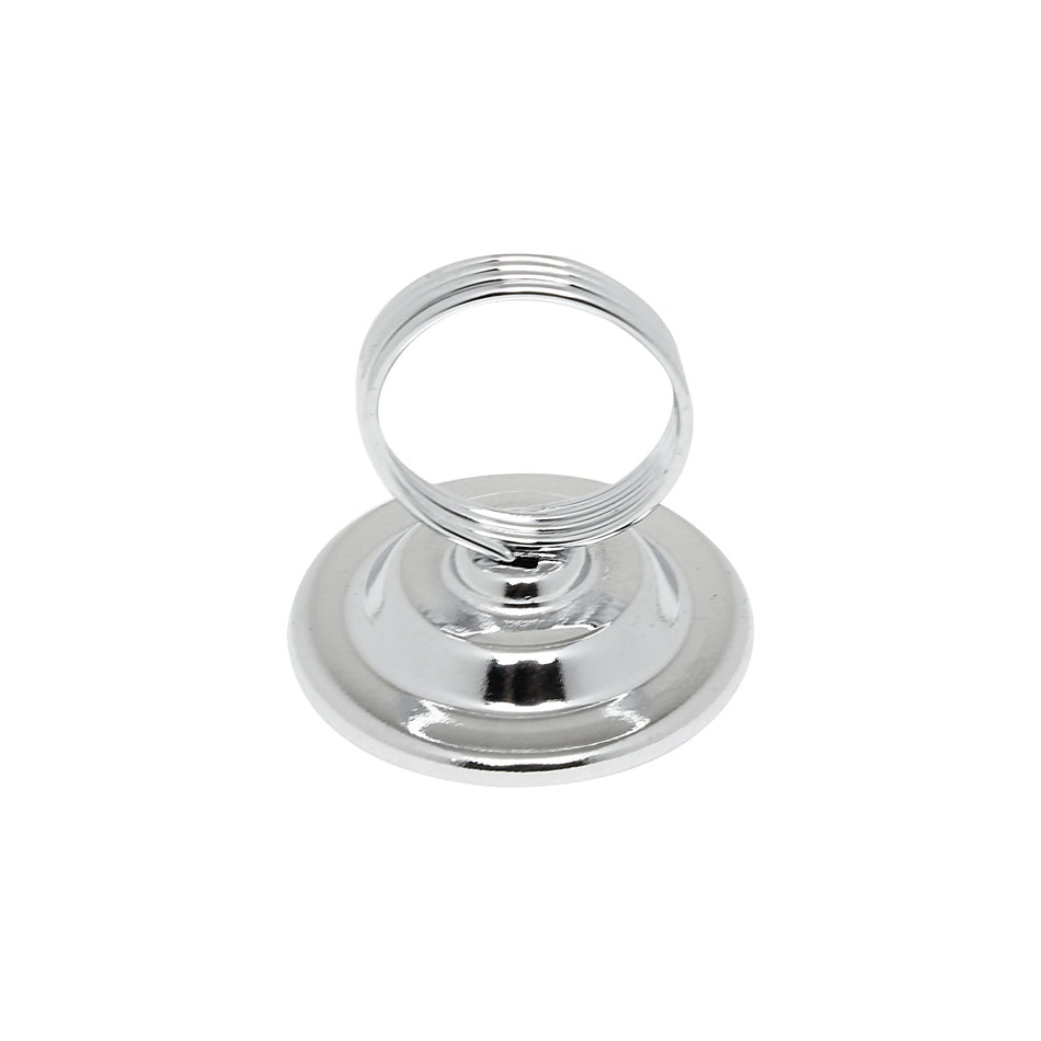 2-1/4" Diameter base with 2" Diameter Ring, Card Holder, Steel Wire Ring and Nickel-Plated Base