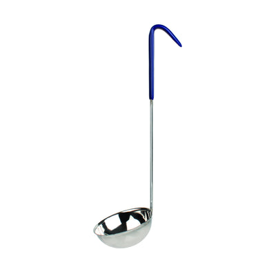 Thunder Group SLOL207 8 Oz Serving Ladle One Piece Vinyl Handle Blue Stainless Steel