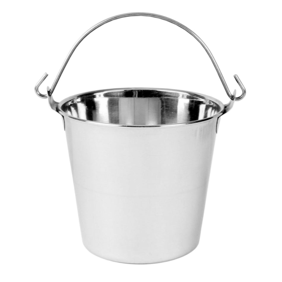 2 qt, 6-1/4" Diameter x 6-1/4" Height with 3-1/2" Handle Length, Pail, Stainless Steel