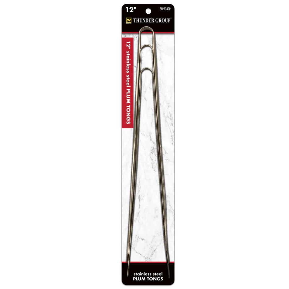 12" PLUM TONG, STAINLESS STEEL, 3/PACK
