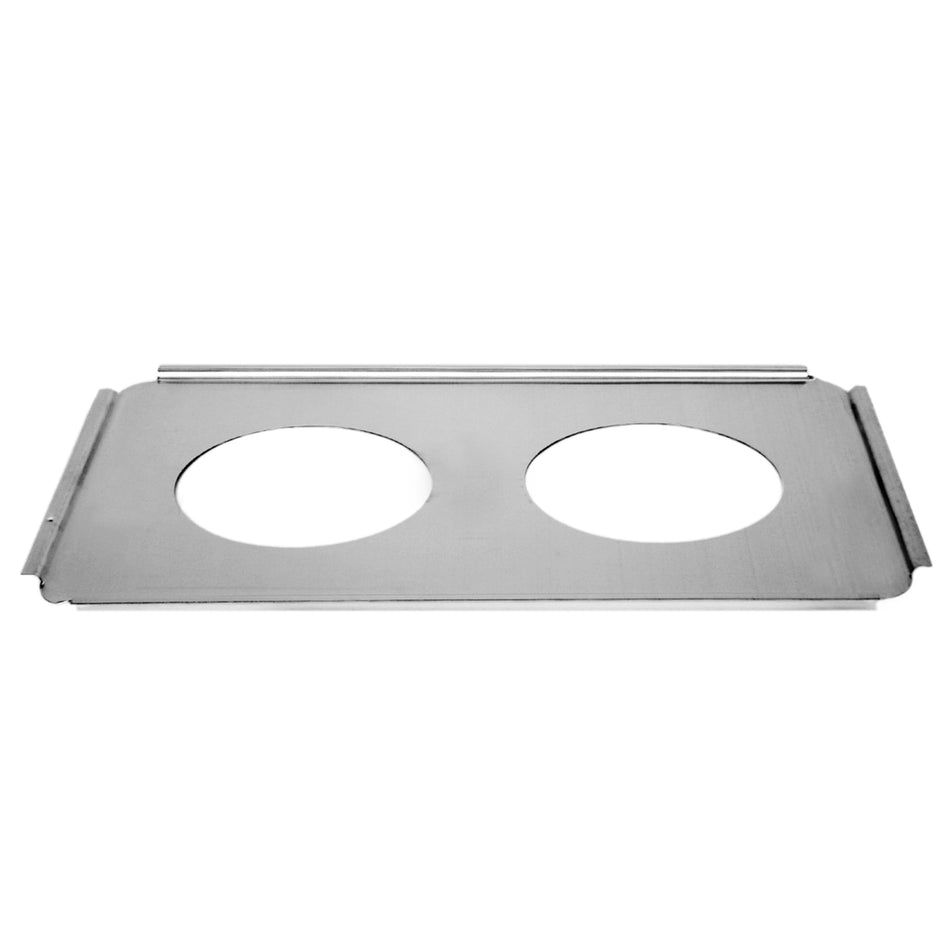 20-7/8" x 12-7/8", Two 6-1/2" Holes Adaptor Plate, fits 4 qt Inset Pans, Stainless Steel