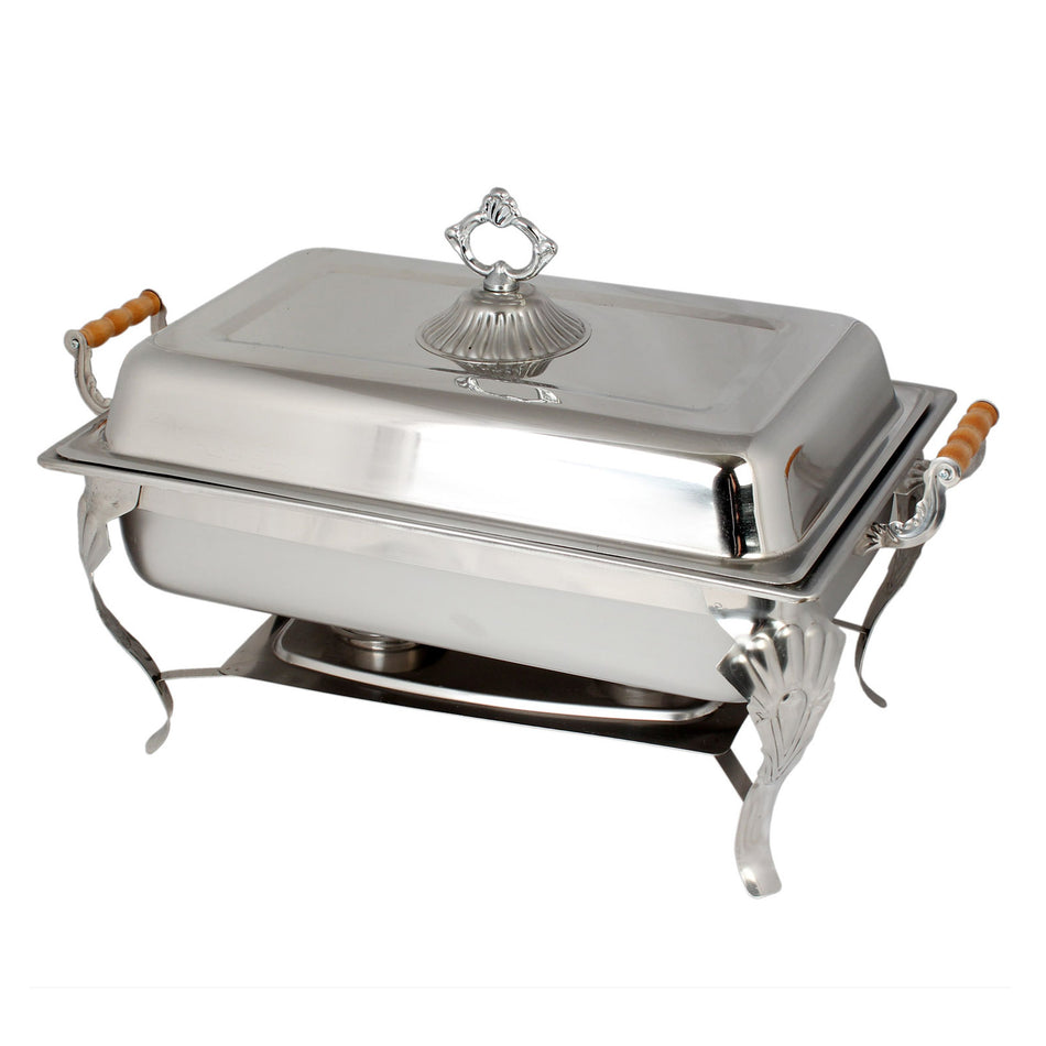 Thunder Group SLRCF8532 8 Quart Deluxe Chafing Dish with Lift-off Lid and Wood Handles Stainless Steel