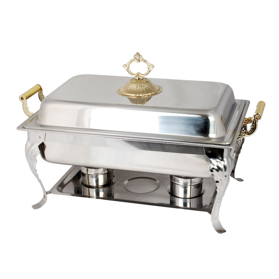 Thunder Group SLRCF8533 8 Quart Deluxe Chafer with Lift-off Lid and Brass Handles