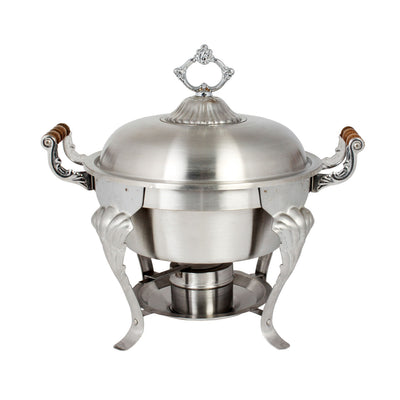 Thunder Group SLRCF8632 5 Quart Deluxe Chafer Lift-off Dome Cover Wood Handles Stainless Steel Mirror Finish Chafing Dish