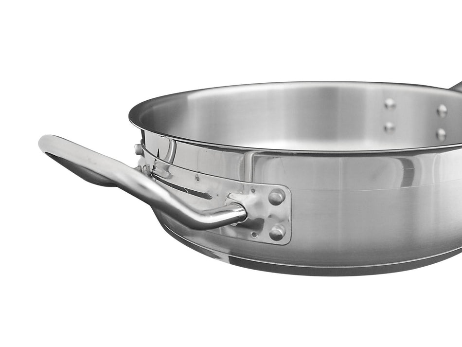 3 qt, 10" Diameter x 2-7/8" Height, 8-1/2" Welded Hollow Handle and 2" Helper Handle, SautÃ© Pan with Lid, Stainless Steel , NSF