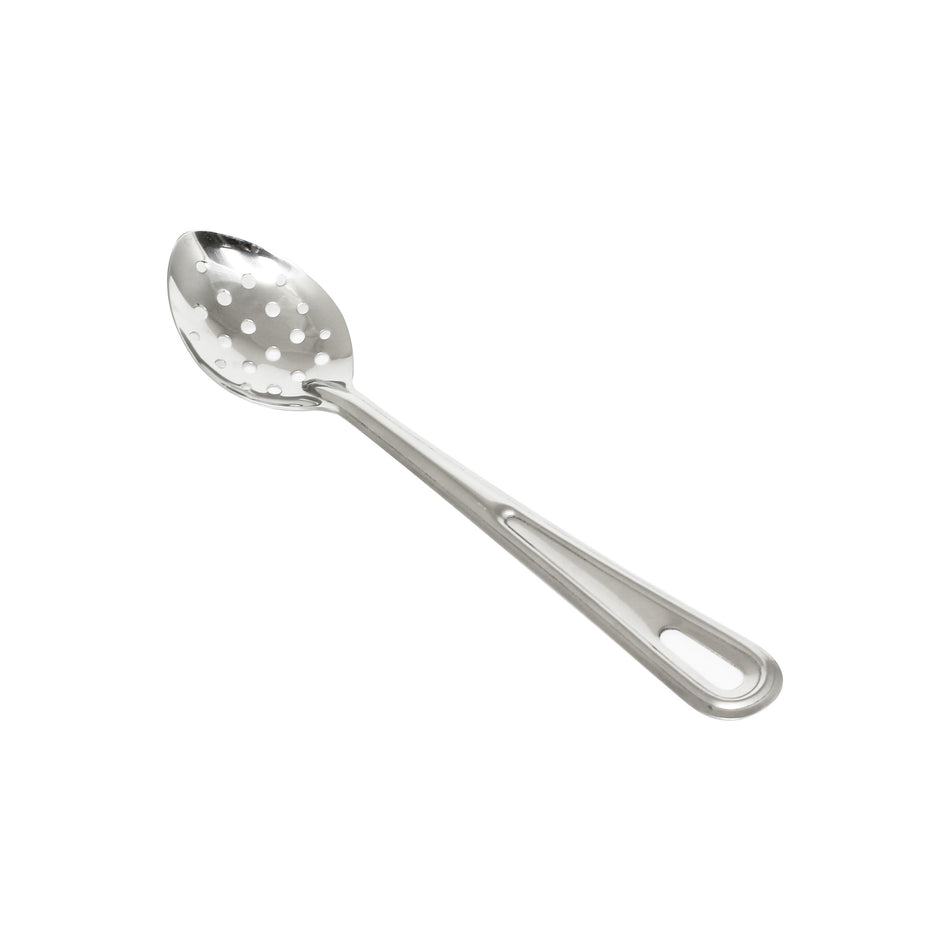 4-1/8" x 2-5/8", 8-7/8" Handle, Perforated Basting Spoon with 1-1/2" x 1/2" Hanging Slot, Stainless Steel, 1.2 mm Thickness, Perforated Hole Sizes:  1/4" Diameter & 1/8" Diameter, Heavy-Duty