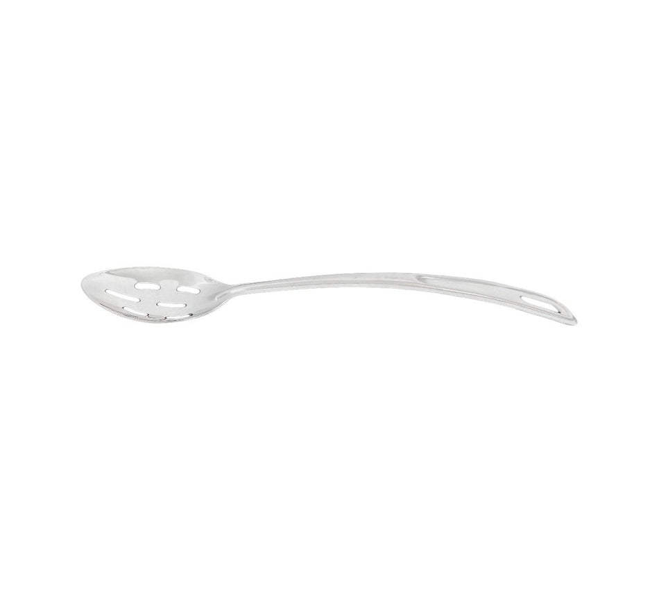 4" x 2-3/4", 7-1/4" Handle, Slotted Curved Basting Spoon with 1-1/2" x 1/2" Hanging Slot, Stainless Steel, 18 Gauge, 1.2 mm Thickness, Slot Sizes:  1" x 1/4", 7/8" x 1/4" & 2/3" x 1/4", Heavy-Duty