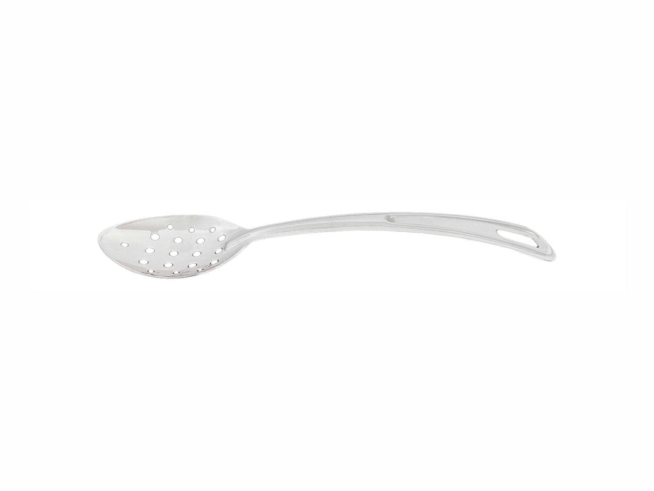4" x 2-3/4", 7-1/4" Handle, Perforated Curved Basting Spoon with 1-1/2" x 1/2" Hanging Slot, Stainless Steel, 18 Gauge, 1.2mm Thickness, Perforated Hole Sizes:  1/4" Diameter x 1/8" Diameter, Heavy-Duty