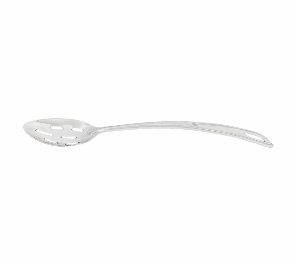 4" x 2-3/4", 9" Handle, Slotted Curved Basting Spoon with 1-1/2" x 1/2" Hanging Slot, Stainless Steel, 18 Gauge, 1.2 mm Thickness, Slot Sizes:  1" x 1/4", 7/8" x 1/4" & 2/3" x 1/4", Heavy-Duty