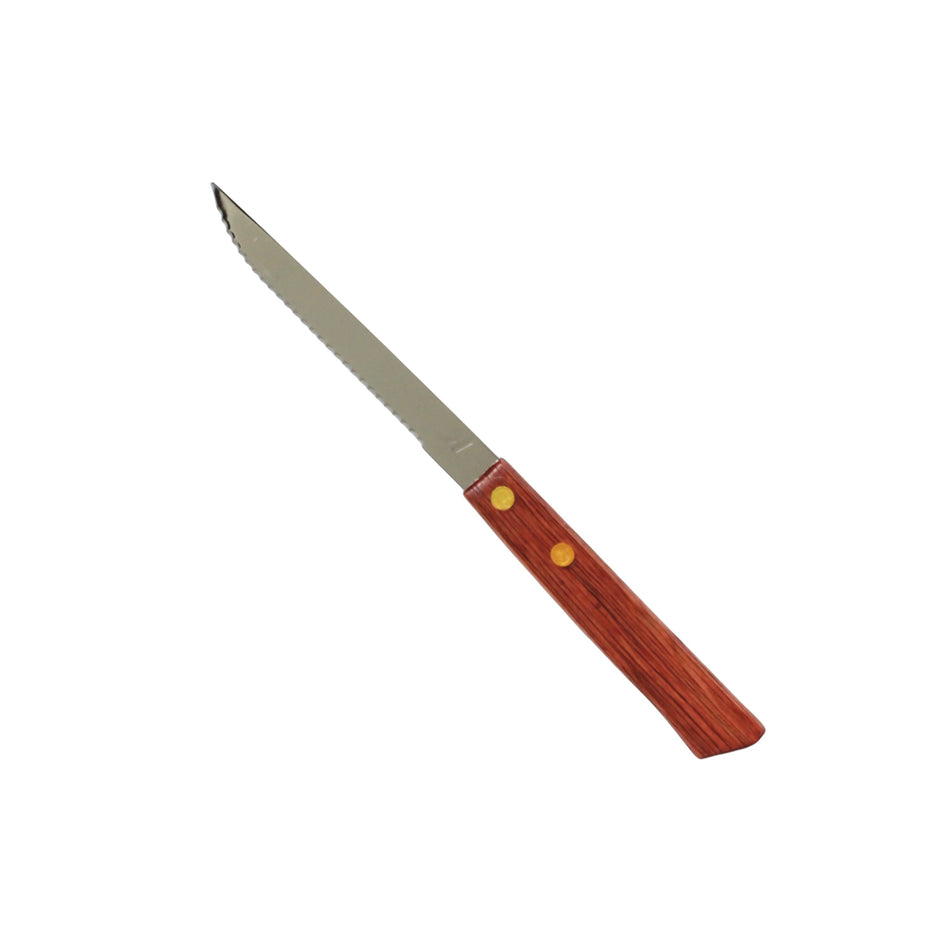 12 Pack 4-1/4" Blade, 8-1/8" Overall Length x 1/2" Overall Width, Steak Knife, Stainless Steel with Wooden Handle