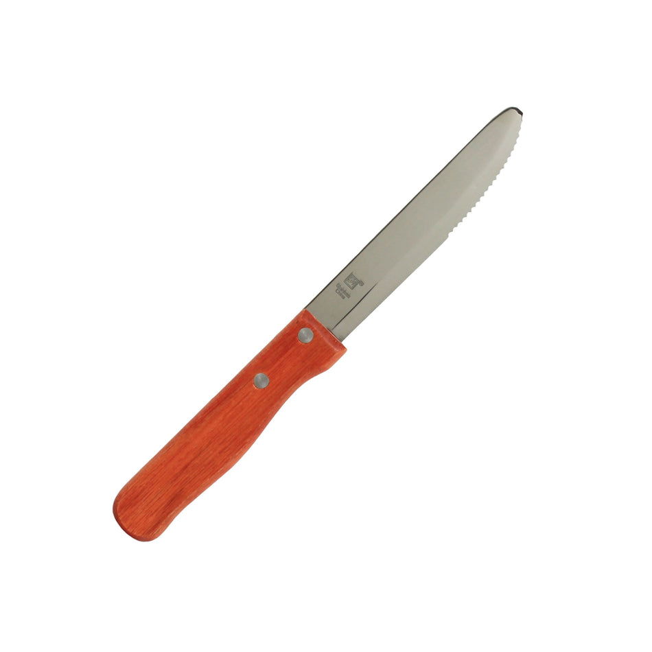 12 Pack 5" Blade Round Tip, 9-7/8" Overall Length x 1" Overall Width, Jumbo Knife, Stainless Steel with Wooden Handle