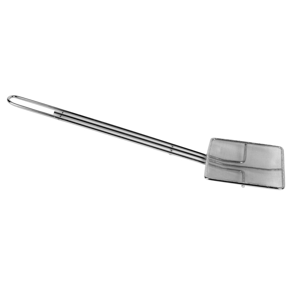 5" x 5", 13-1/2" Handle Length, Square Wire Skimmer, Nickel Plated, Easy to Clean