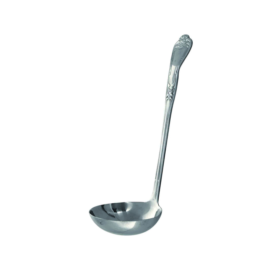 2 oz, 3" Diameter x 1" Height, Sunflower Pattern Gravy Ladle with 3-1/8" x 1-1/8" Handle, Stainless Steel, Easy to Clean
