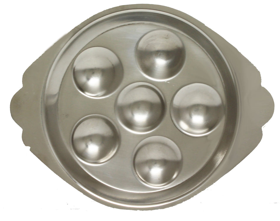 7-1/5" x 5-5/8" x 5/7", 6 Holes Snail/Escargot Tray, Stainless Steel, Dishwasher Safe