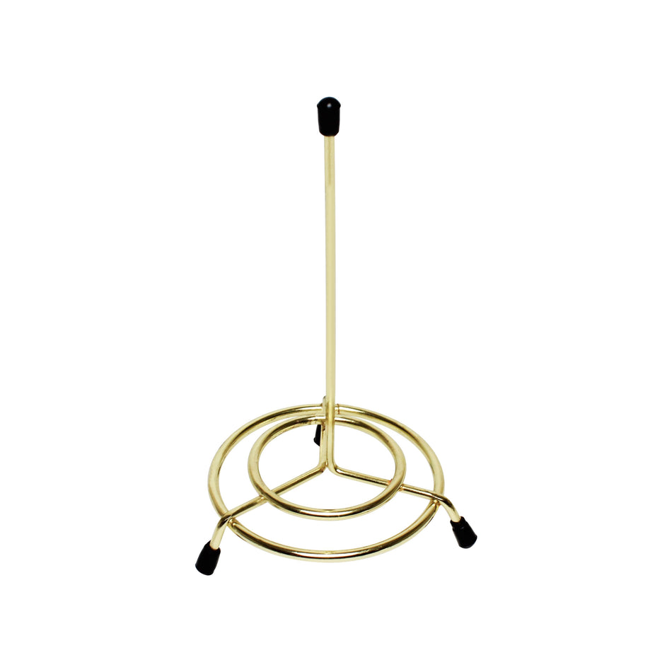 3-1/2" Diameter x 6" Pole Height, Tri-Pod Circular Base Check Spindle, Iron Plated Wire, Gold Finished
