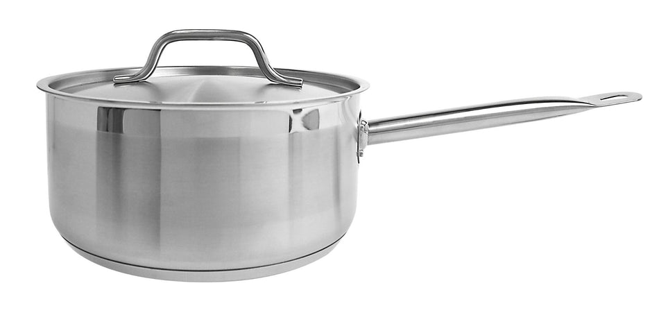 6 qt, 10" Diameter x 5-3/8" Height, 8-3/4" Welded Hollow Handle, Sauce Pan with 10" Diameter x 1/2" Thickness Lid, Stainless Steel , Encapsulated Base, Dishwasher Safe, Standard Electric, Gas Cooktop, Halogen & Induction Ready, Oven Safe, Heavy-Duty, NSF