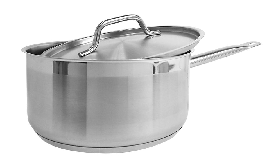 6 qt, 10" Diameter x 5-3/8" Height, 8-3/4" Welded Hollow Handle, Sauce Pan with 10" Diameter x 1/2" Thickness Lid, Stainless Steel , Encapsulated Base, Dishwasher Safe, Standard Electric, Gas Cooktop, Halogen & Induction Ready, Oven Safe, Heavy-Duty, NSF