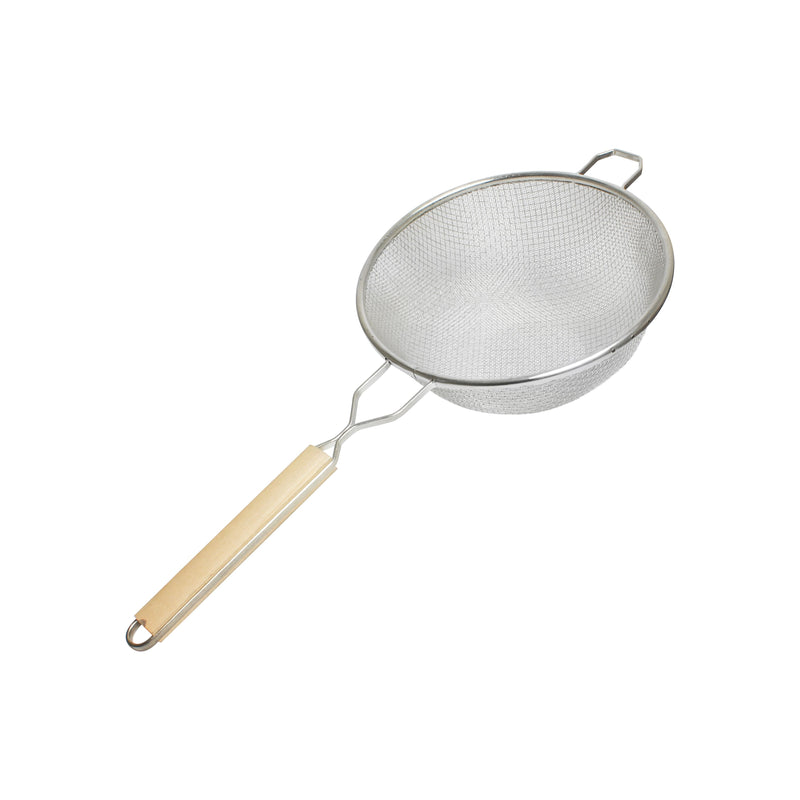 Thunder Group SLSTN3410 10 Inch Double Medium Mesh Strainer with Wooden Handle Tin