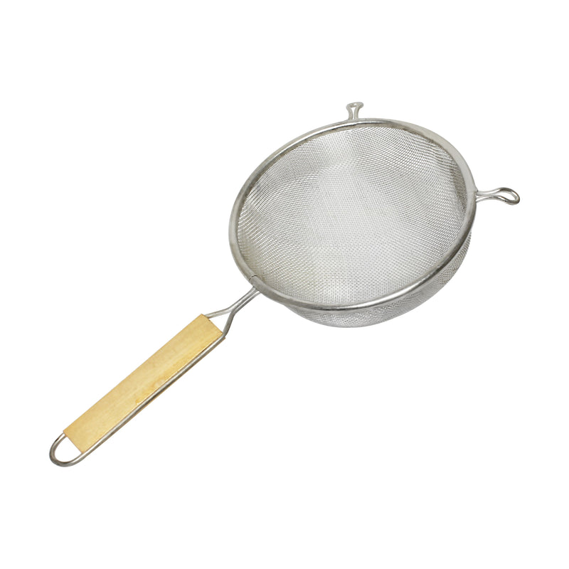 Thunder Group SLSTN5108 8 Inch Diameter Fine Mesh Strainer Wood Handle Stainless Steel