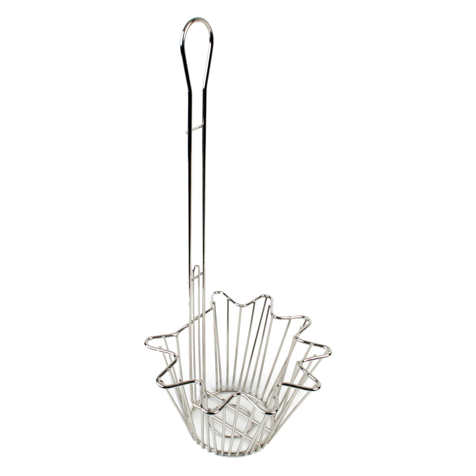 8-1/8" x 7-1/4" x 18-3/8", Taco Salad Bowl Basket, Round Shape Base, Nickel Plated, (Bowl Base Size:  8" x 8" x 5"),