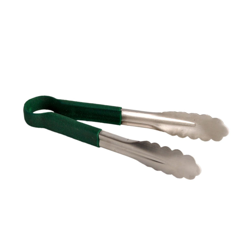 Thunder Group SLTG810G 10 Inch Length Utility Tongs One-piece Green Stainless Steel
