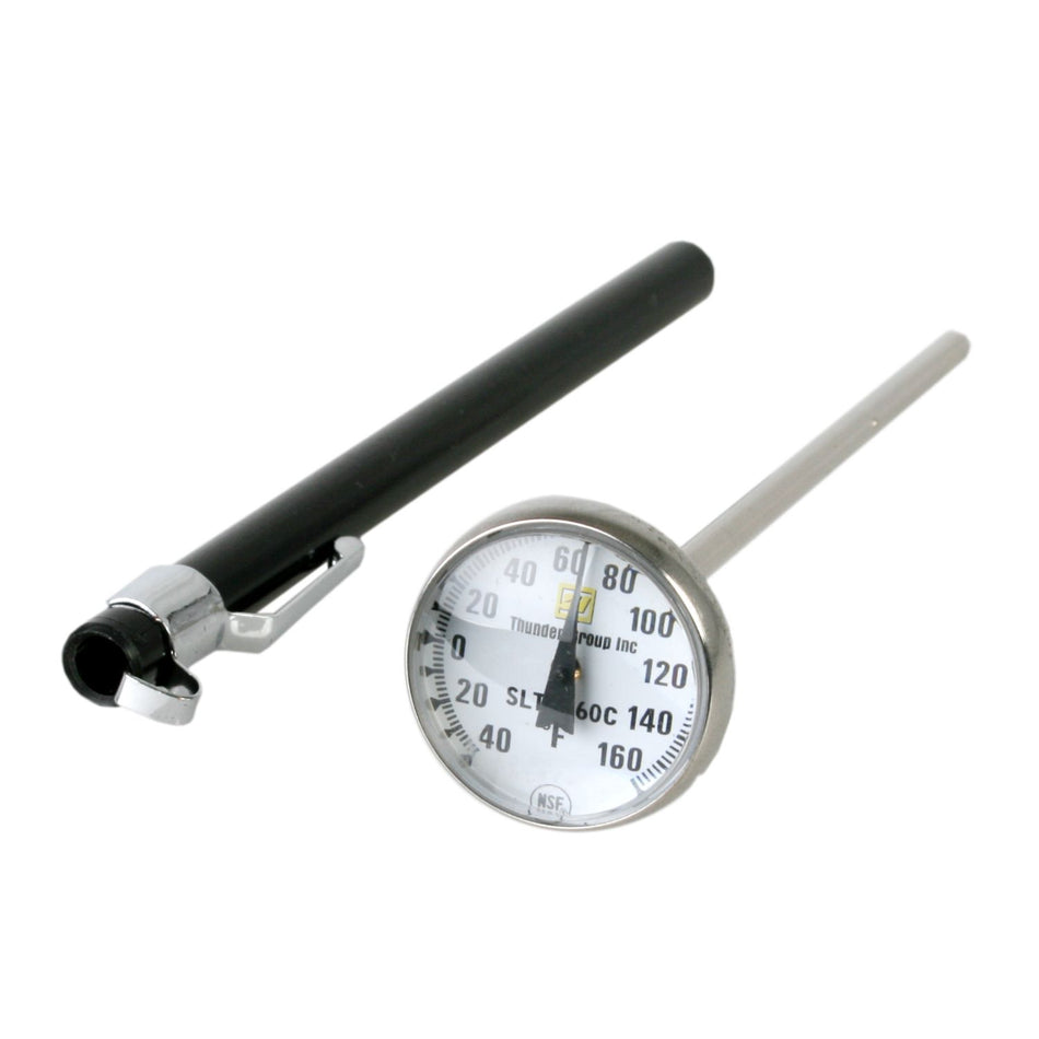 From -40°F to 160°F Pocket Thermometer (Card Packaging), Compact Stainless Steel Case with Pocket Clip, Pointed Stem and Bezel, No Oven, NSF