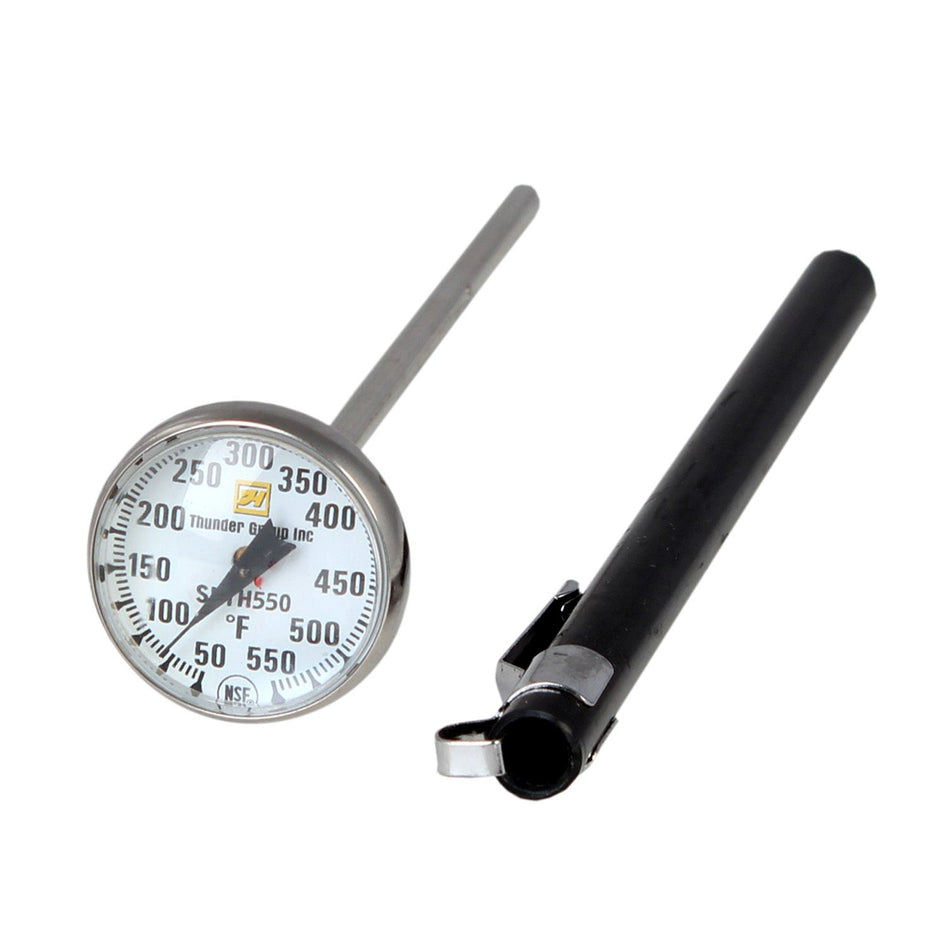 From 50°F to 550°F Pocket Thermometer (Card Packaging), Compact Stainless Steel Case with Pocket Clip, Polycarbonate Lens, Aluminum Pointer and Brass Gears, NSF