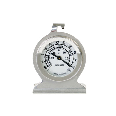 Thunder Group SLTHD080 Dial Display Refrigerator Freezer Thermometer Stainless Steel with Hangs or Stands