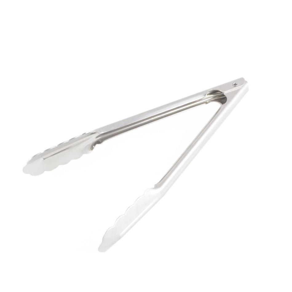 10" x 1-1/4" x 1-3/8", Flat Spring Utility Tong with Locking Ring, Stainless Steel