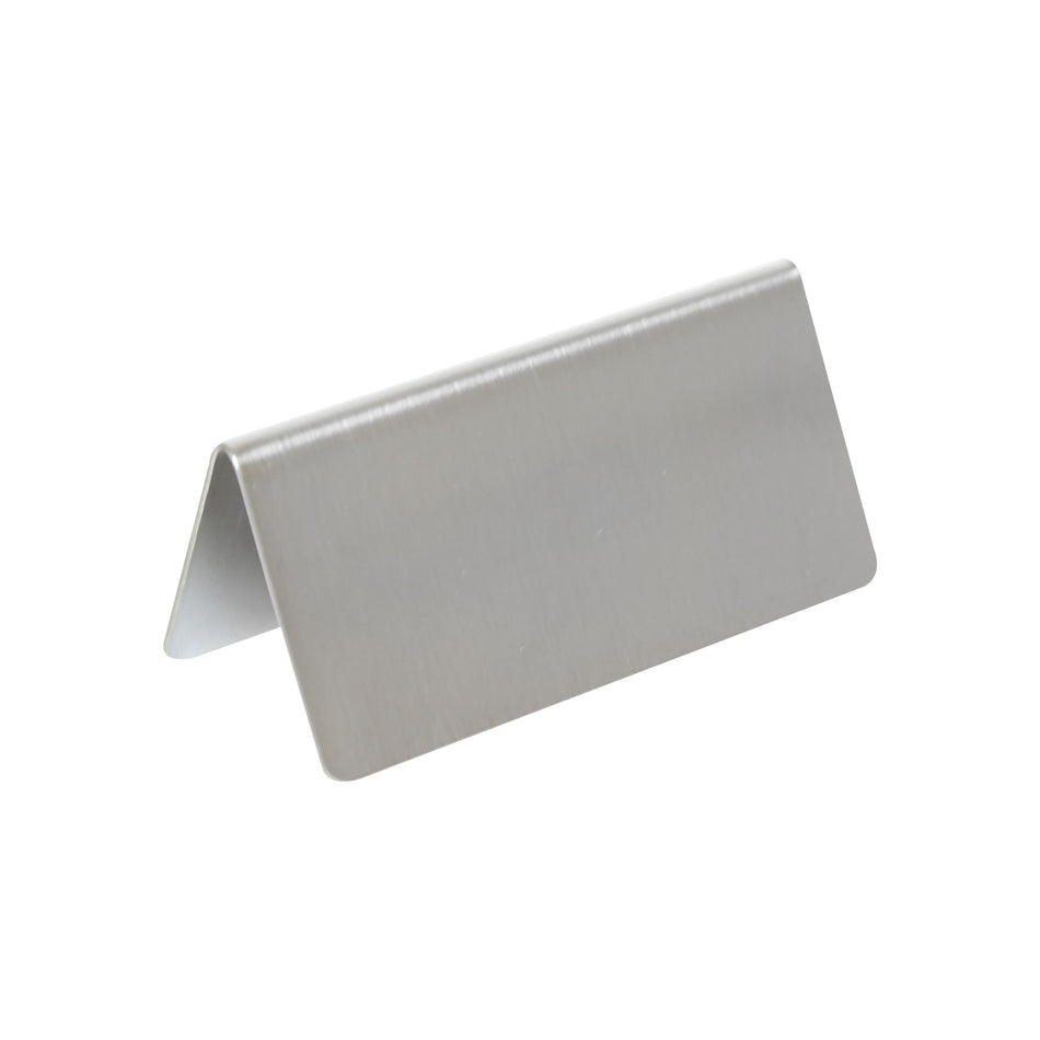 3" x 1-1/2" x 1-3/8", Blank Table Tent Sign, Stainless Steel