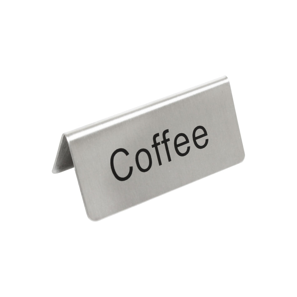 3" x 1-1/2" x 1-3/8", Coffee Table Tent Sign, Stainless Steel