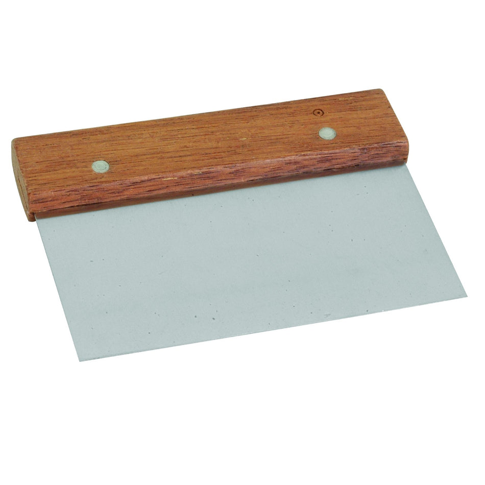 6" x 4" x 1/2", Dough Scraper, Stainless Steel Blade with Wooden Handle