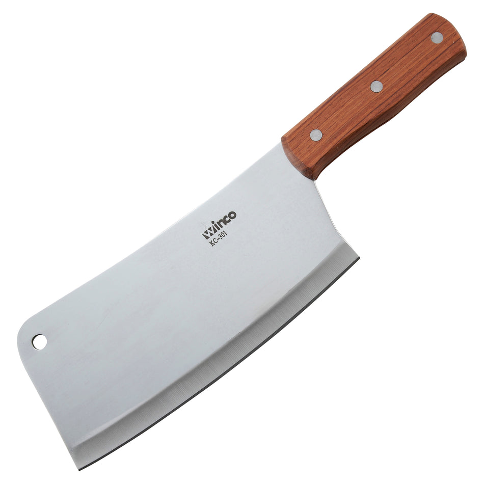 Winco KC-301 8 Inch by 3-1/2 Inch Cleaver Knife with Wooden Handle Stainless Steel