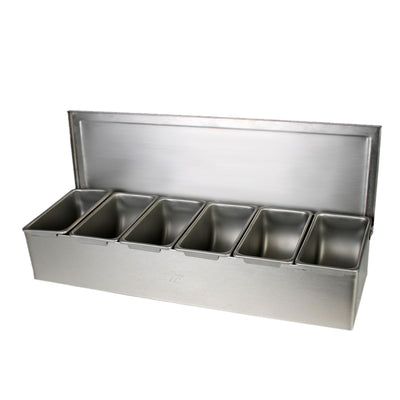Thunder Group SSCD006 Bar Condiment Dispenser 6 Compartment with Open Bottom Stainless Steel