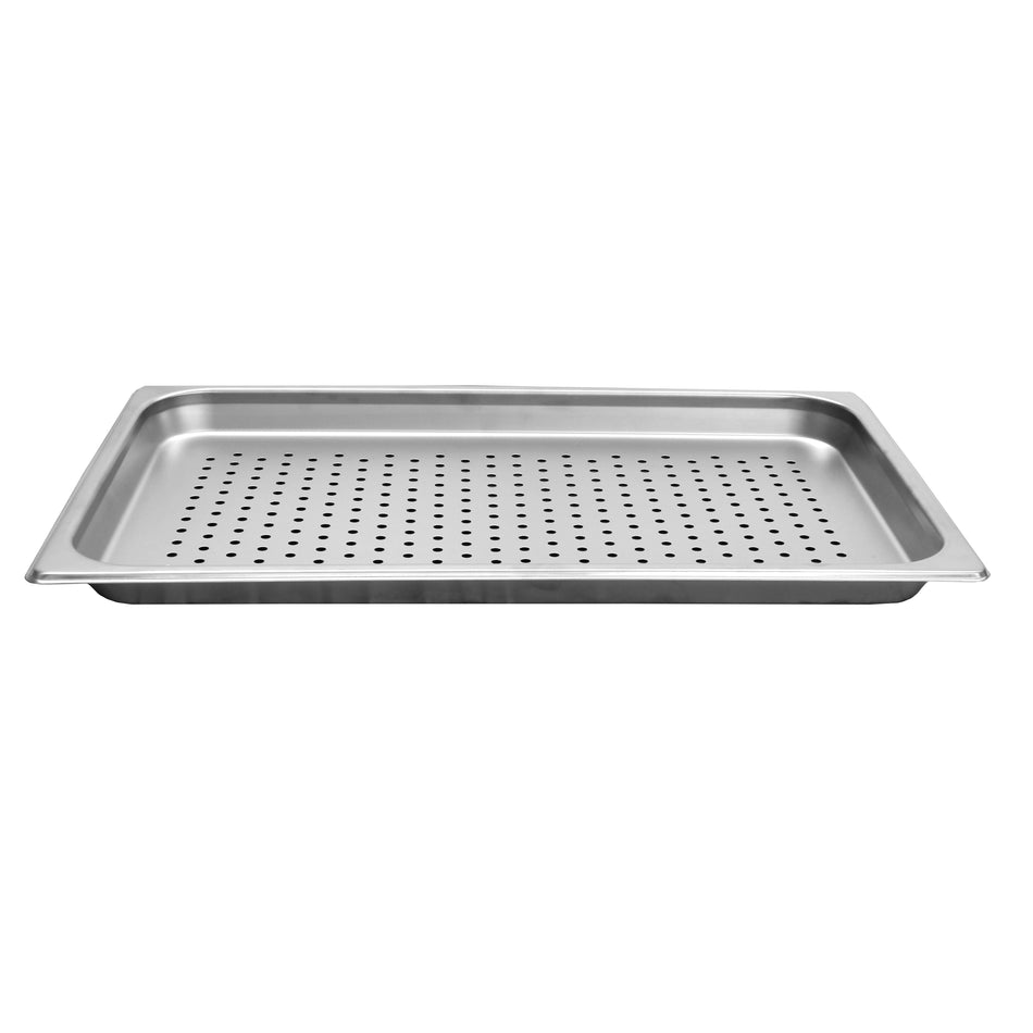 Full Size, 1-1/4" Deep, Perforated, Anti-Jam, Heavy-Duty, Stainless Steel 18-8, 304 Material, True 24 Gauge, Dishwasher Safe, No Microwave, Oven Safe, NSF