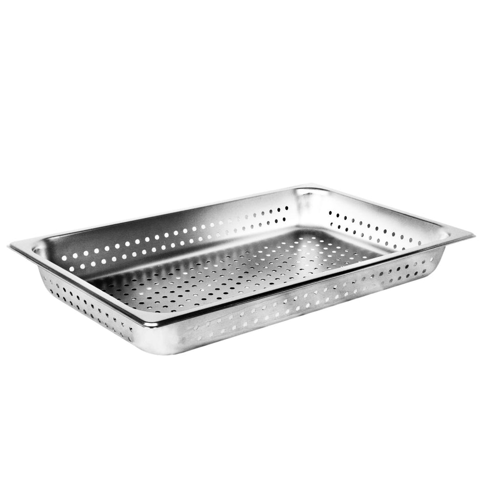 Full Size, 2-1/2" Deep, Perforated, Anti-Jam, Heavy-Duty, Stainless Steel 18-8, 304 Material, True 24 Gauge, Dishwasher Safe, No Microwave, Oven Safe, NSF