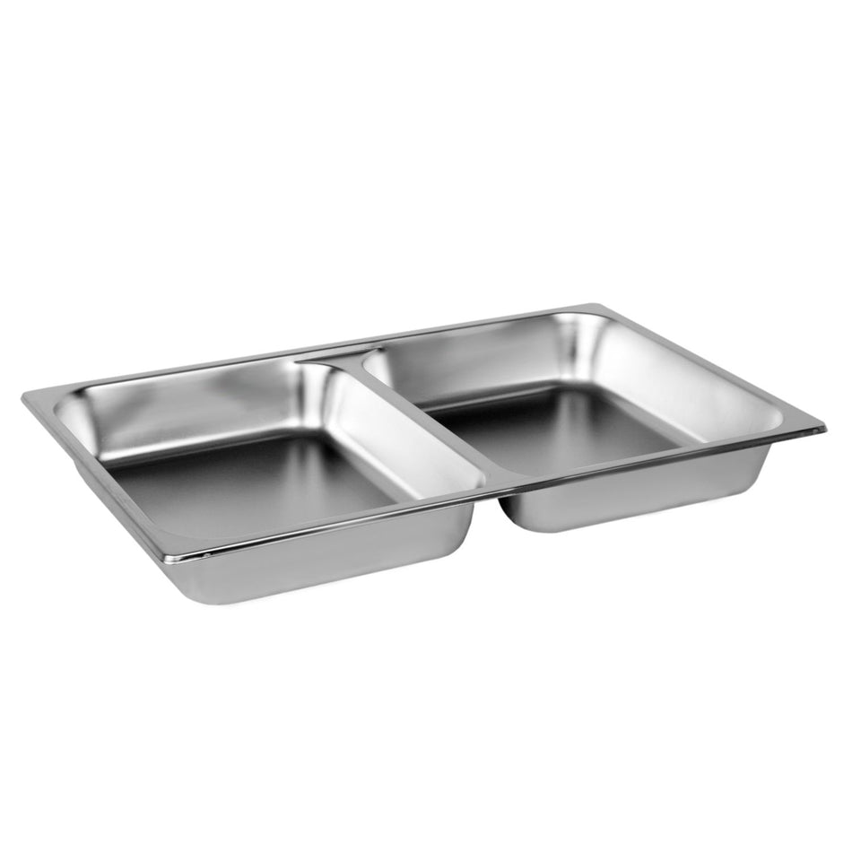 Full Size, 2-1/2" Deep, Anti-Jam, Divided Pan, Heavy-Duty, Stainless Steel 18-8, 304 Material, True 24 Gauge, Dishwasher Safe, No Microwave, Oven Safe, NSF