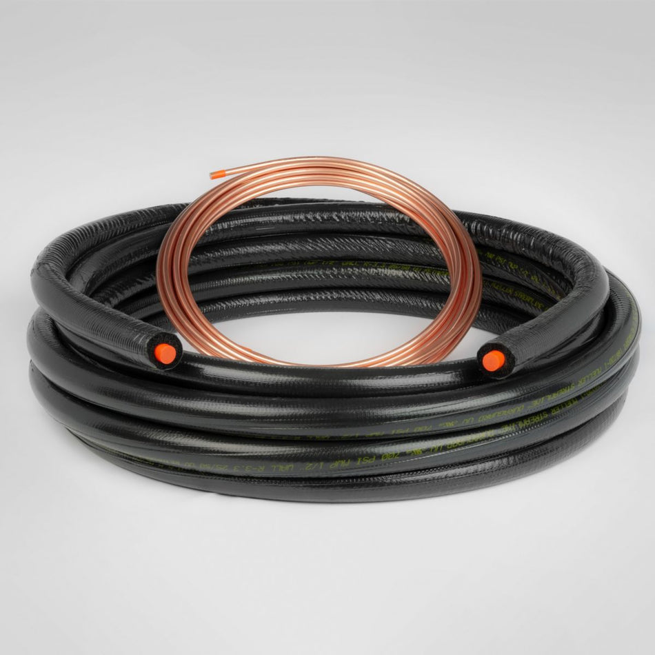 Streamline 40620150B6C, 1/4 in x 3/8 in x 15 ft Mini Split Line Set, Insulated Copper Lines, 1/2 in Insulation on Both Lines, Sweat Connections