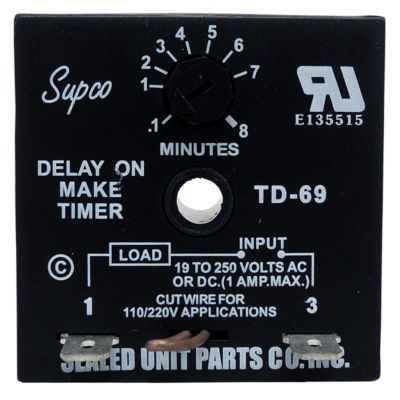 Supco Time Delay Relay 19/250 VAC/VDC Single Phase TD69