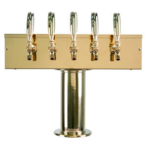 T Style Tower - 4" Column - PVD Brass - Air-Cooled - 5 Faucets