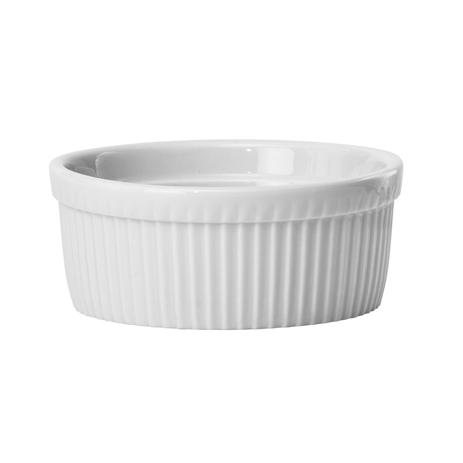 Winco SBR-12 Fluted Souffle Bowl, 12 oz., White Porcelain, 12 Pieces/Case