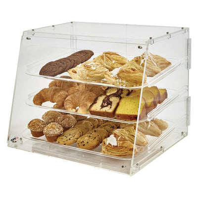 Winco ADC-3 21 Inch Countertop Acrylic Display Case - 3 Trays Self-Service Rear Door