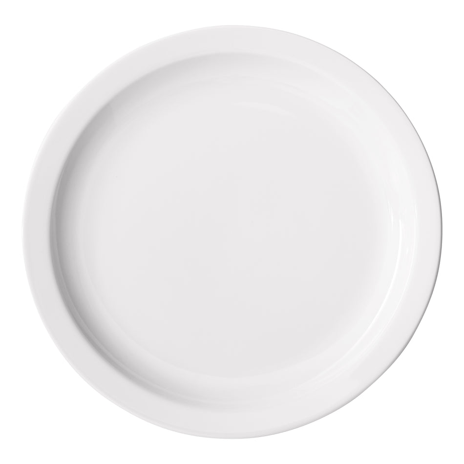 Winco BPR-105NR Birkhall Plate with Narrow Rim, 10-1/2" dia, White Porcelain, 12 Pieces/Case