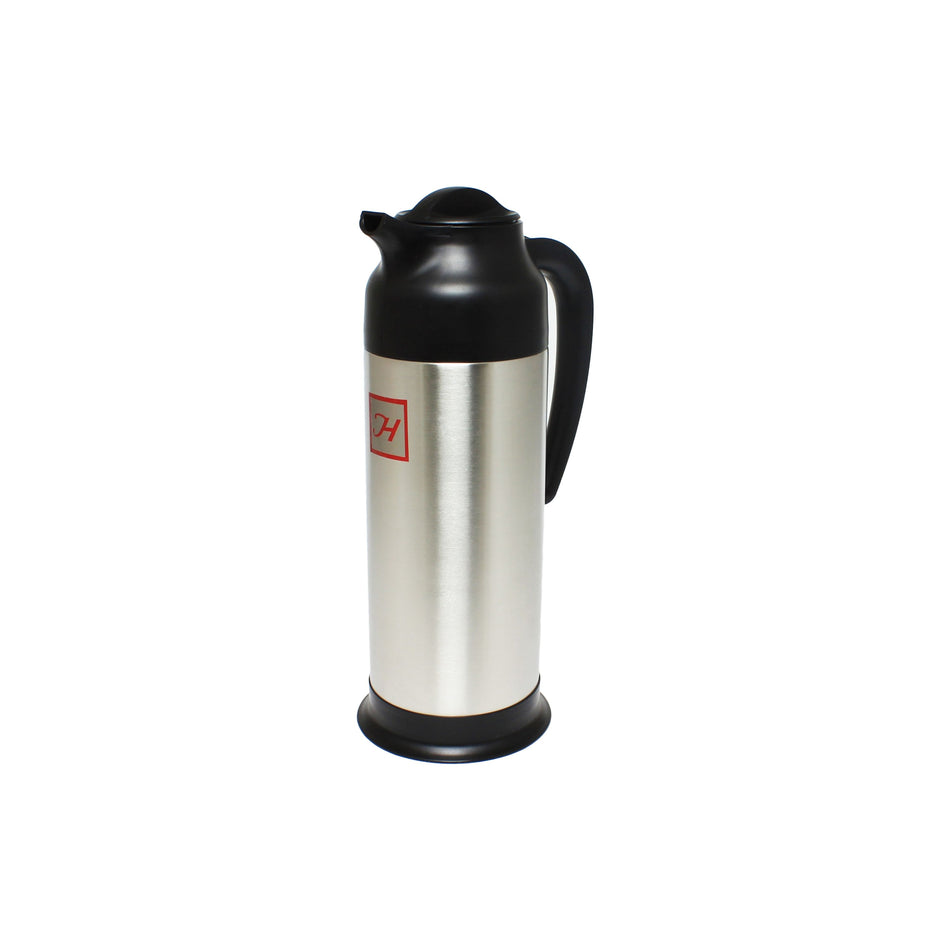1.0 Liter, 4-1/8" Diameter Base x 11-3/8" Height with 5-1/2" Length x 2" Width Handle, Black Trim double Wall Vacuum Server, Stainless Steel 18/8, 304 Material For Inner liner & Stainless Steel for Exterior, Freezer & Refrigerator Safe